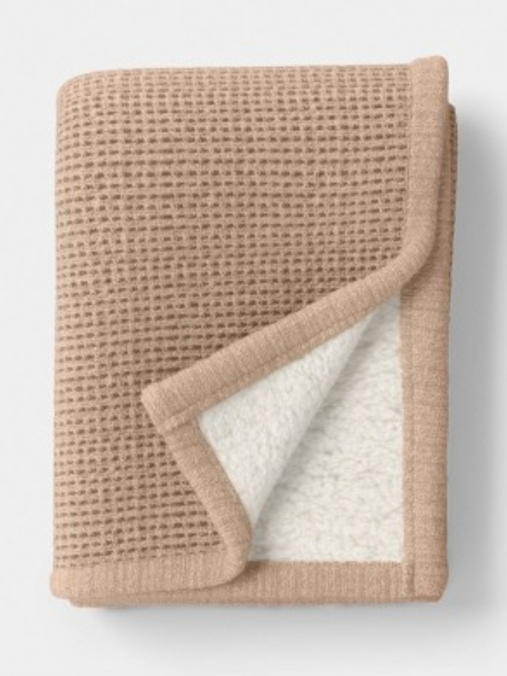Threshold Chenille Knit Throw Blanket with Faux Shearling Reverse Tan